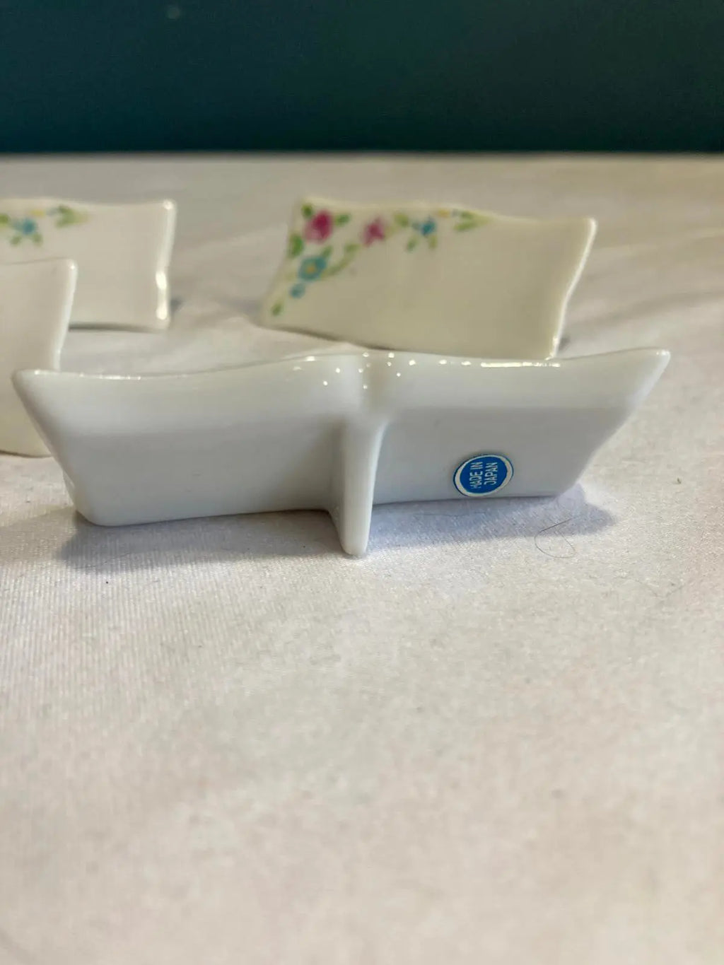 Vintage Floral Porcelain Japanese Chopstick Rests – Set of 6
