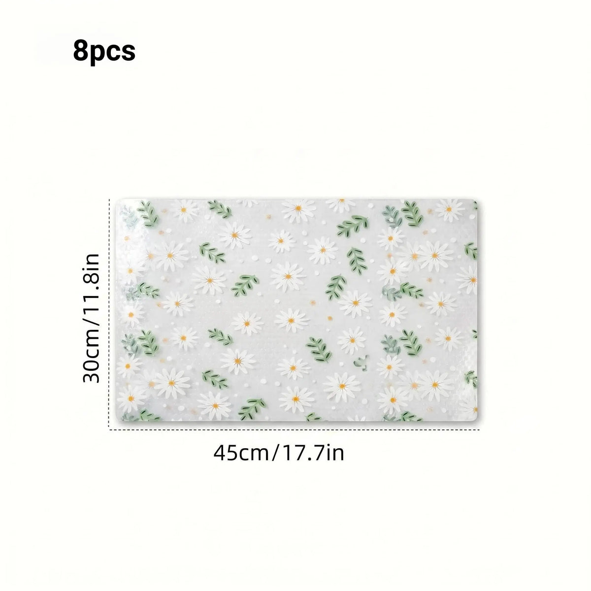 4pcs/8pcs Waterproof Refrigerator Pads, Small Daisy Green Grass Pattern, Decorative, Moisture Resistant, Non Slip, Washable, Reusable, Eva Material