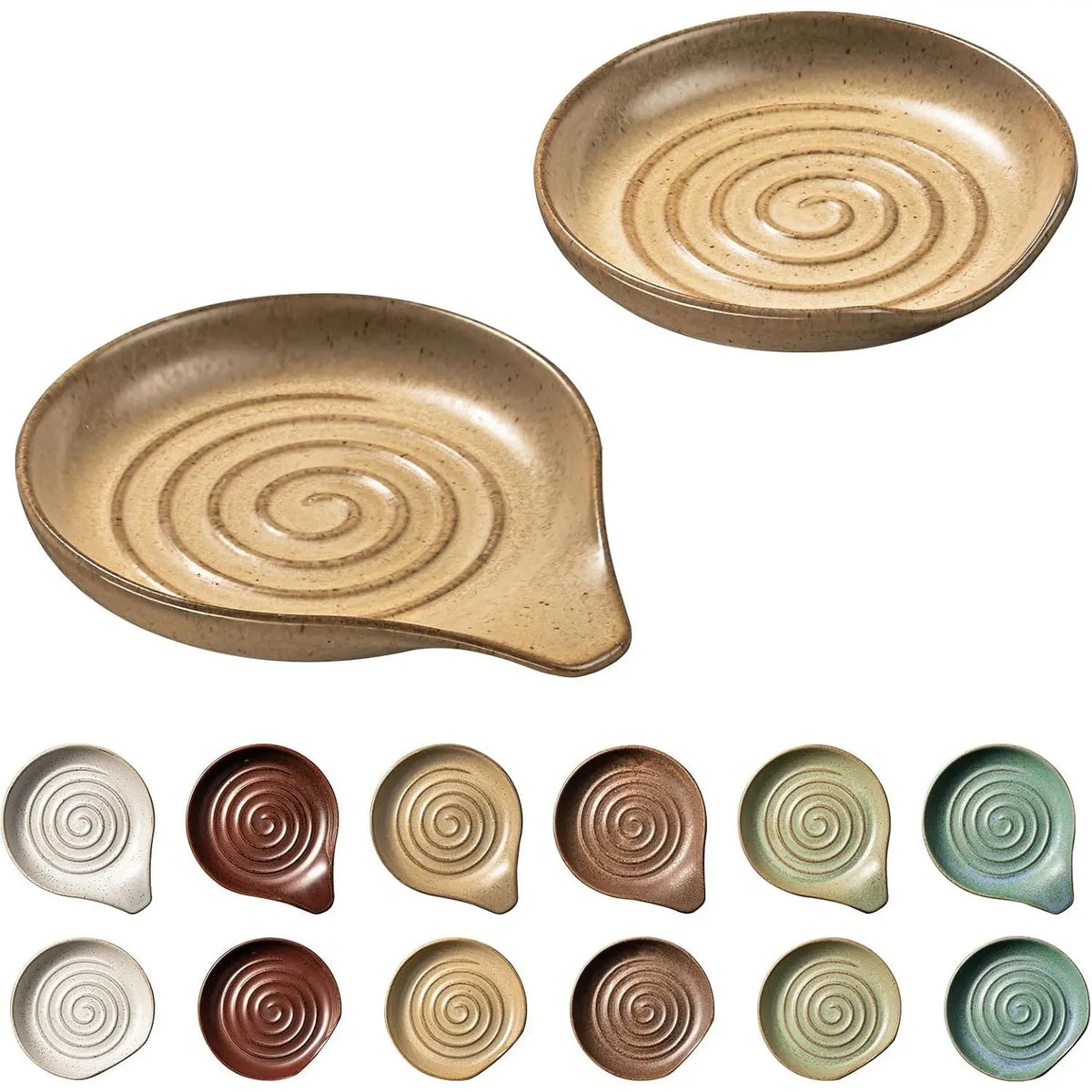 Spoon Rest, Large Stoneware Drip Tray for Multiple Utensils, Stove Top Holder with Reactive , Modern  Kitchen Decor