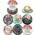 6-piece set of motivational wooden coasters - featuring Bible verses, faith, and spiritual patterns, perfect for coffee, tea, and beverages - perfect for home decor and housewarming gifts Round Coaster Coasters For Drinks