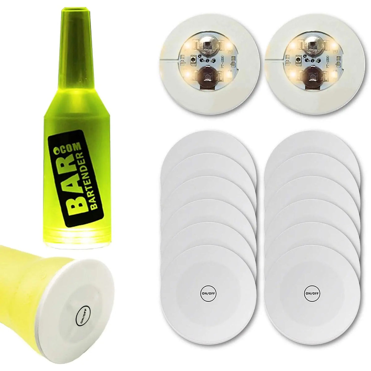 12 count LED Coaster, LED Sticker Lights, LED Bottle Lights Cup Holder Lights for   Bottle, Bottle Sparklers for Champagne, Party, Bar, Cold White