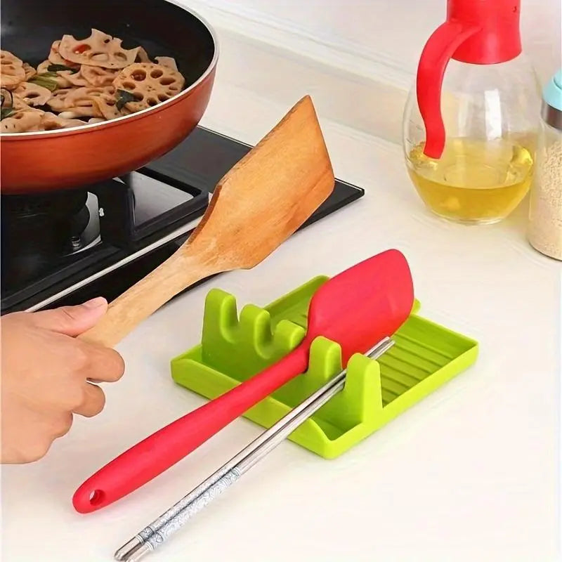Silicone Spoon Rest, 1 Count Kitchen Utensil Spatula Holder, Kitchen Storage & Organization, Kitchen Accessories, Kitchenware