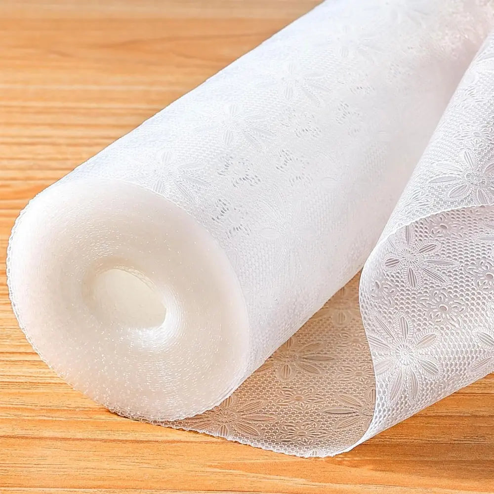 Transparent Floral Texture Refrigerator Mat, Moisture-Proof Non-Slip Inner Liner, Durable Eva Material, Kitchen Decor, Drawer Pad, Transparent Floral Design, Versatile Use, Translucent Floral Design