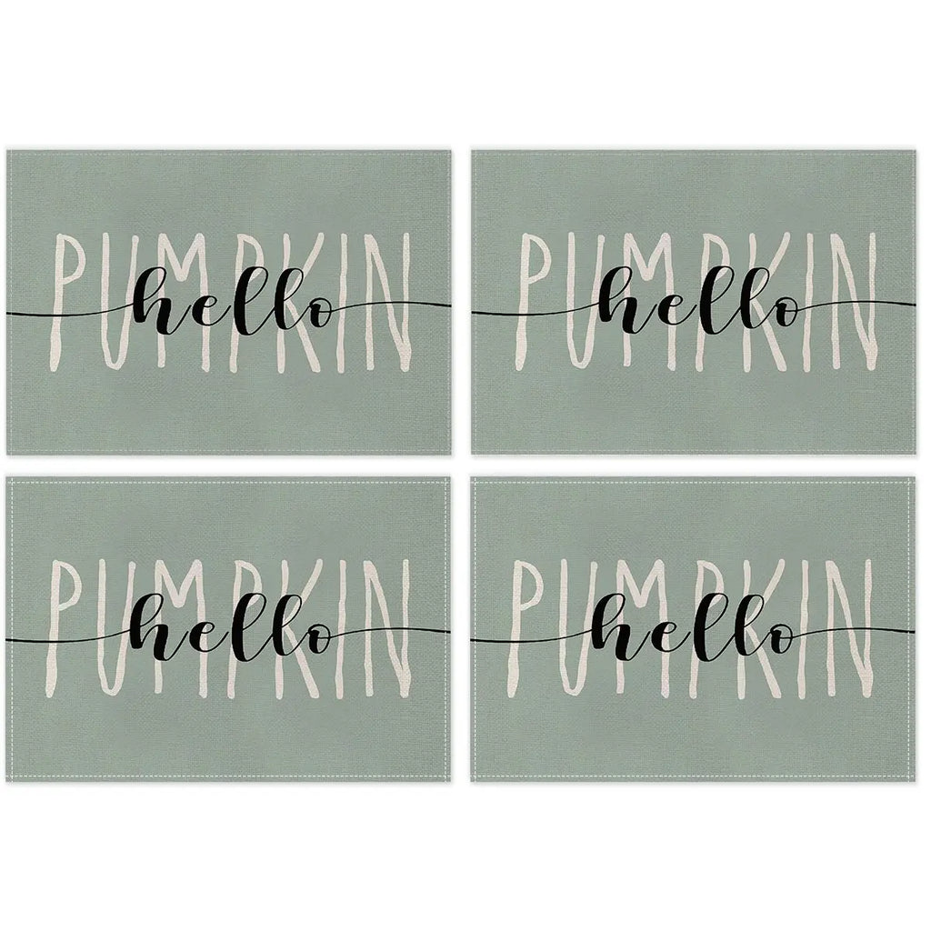 Autumn Thanksgiving Harvest Maple Pumpkin Print Placemats, Heat Resistant, Minimalist Style, Ideal for Festive Dinners and Daily Use