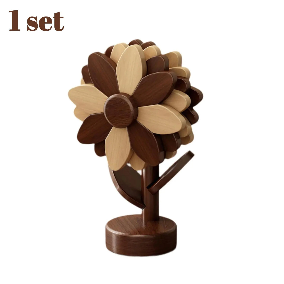Wooden Style Flower Shape Heat Resistant Trivet Mat, Decorative Foldable Pot Holder Pad, Multi-Use Kitchen Coaster, Hot Dish Coasters, Wood Coasters, Unique Housewarming Gift