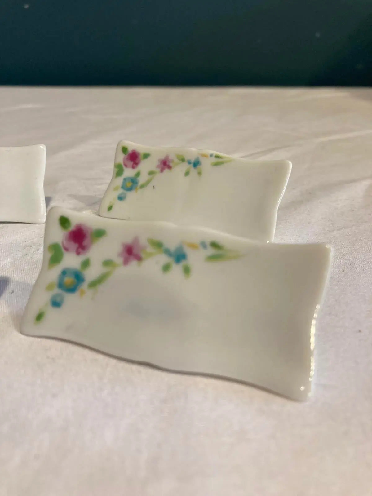 Vintage Floral Porcelain Japanese Chopstick Rests – Set of 6