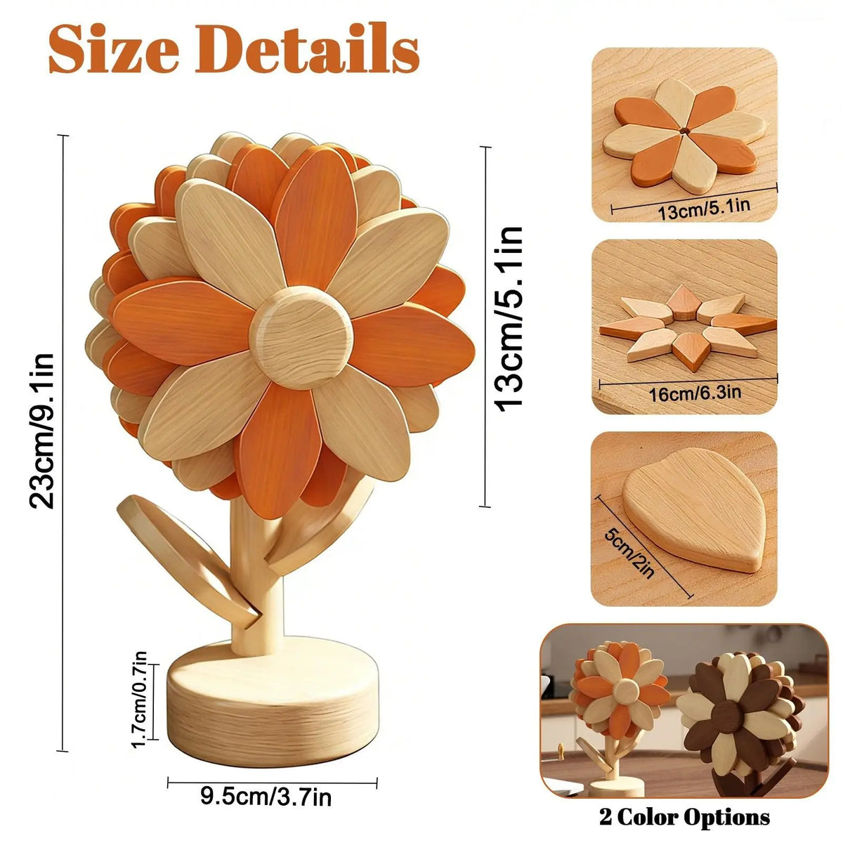 Wooden Style Flower Shape Heat Resistant Trivet Mat, Decorative Foldable Pot Holder Pad, Multi-Use Kitchen Coaster, Hot Dish Coasters, Wood Coasters, Unique Housewarming Gift