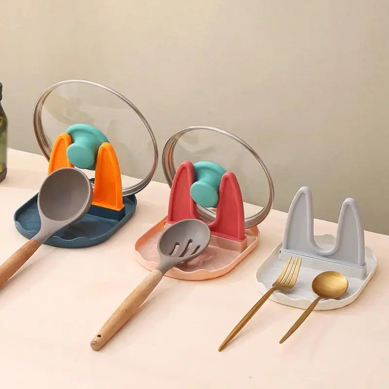 Single Small Rectangular Compact Plain Solid Countertop Kitchen Pan Lid Organizer - Tableware Rest, Cutlery, Spoon & Spatula Storage Holder for Home