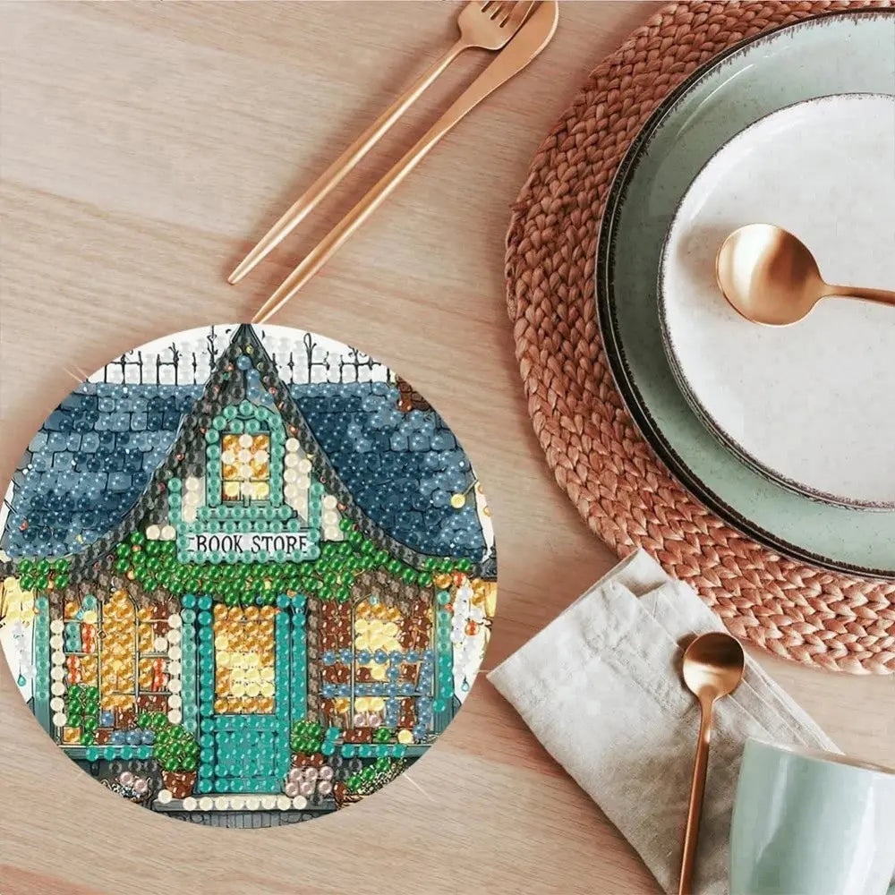 8-Piece Diamond Painting Coaster Set with Stand, Beautiful Pattern Decor for Home, DIY Art Craft Kit for Beginners
