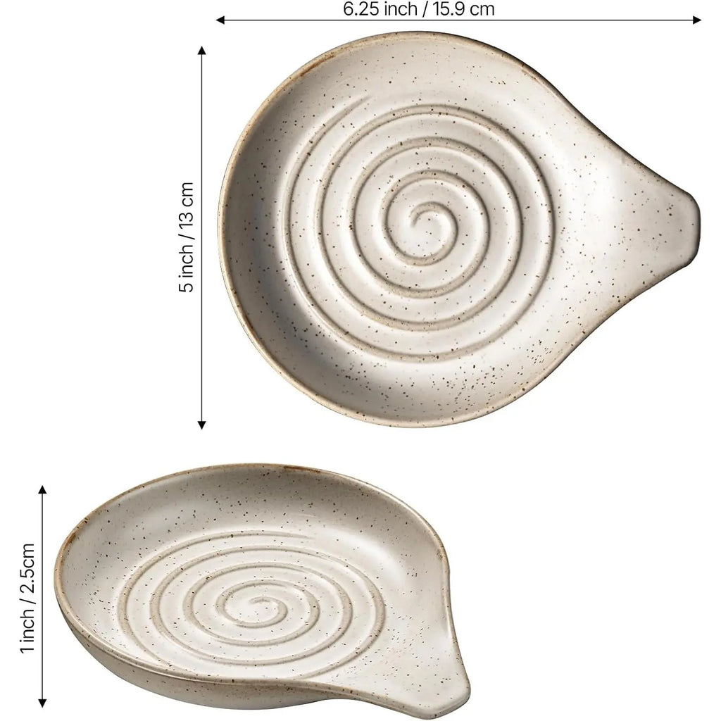 Spoon Rest, Large Stoneware Drip Tray for Multiple Utensils, Stove Top Holder with Reactive , Modern  Kitchen Decor