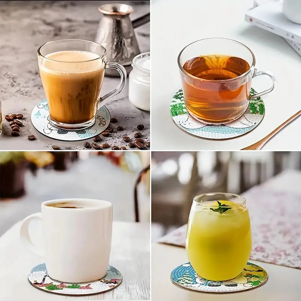 8 pieces/set of diamond art painting coasters for drinks with brackets, DIY animal dog pattern diamond art coasters, suitable for both adults and beginners as diamond painting sets, diamond set craft supplies, exquisite gifts for friends
