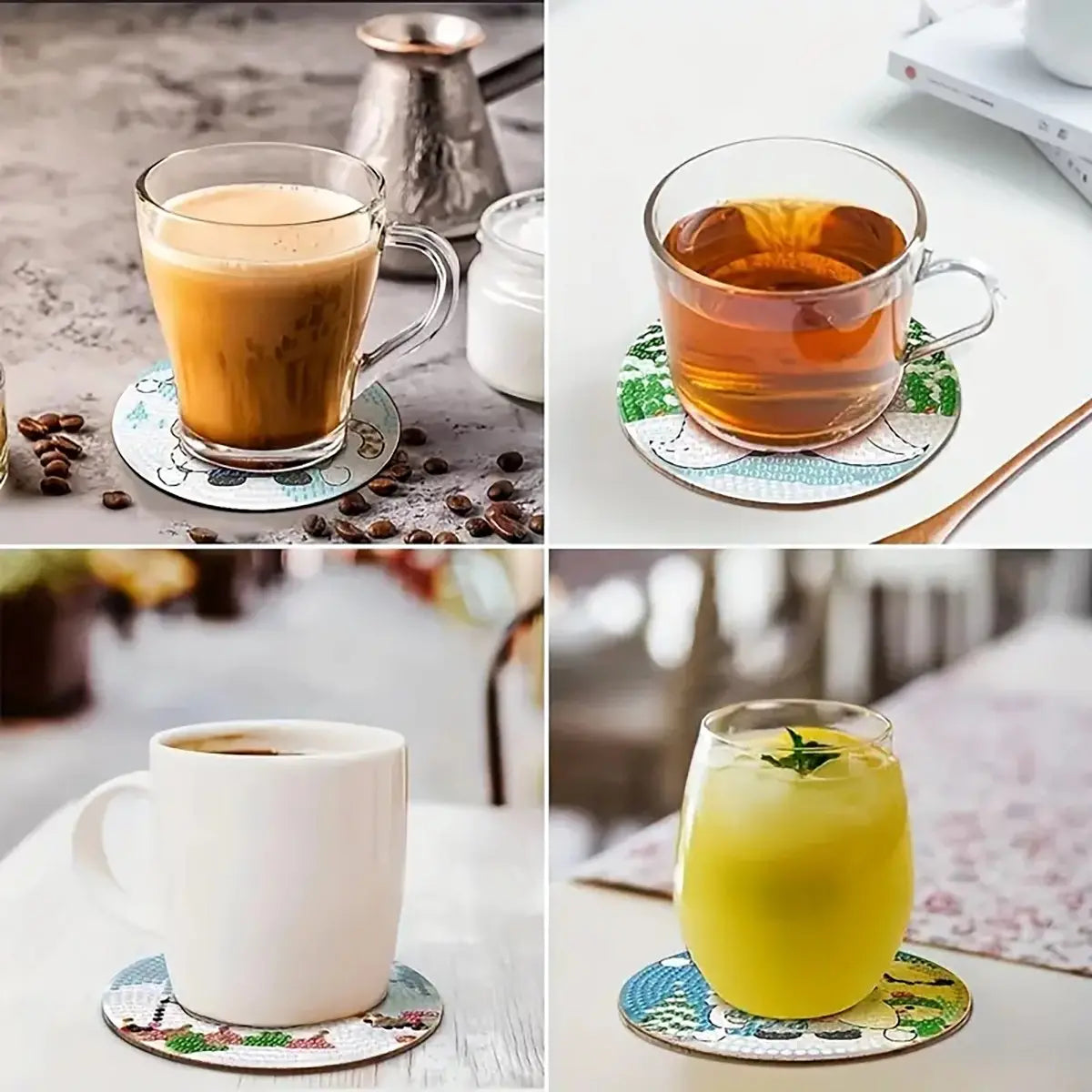 8 pieces/set of diamond art painting coasters for drinks with brackets, DIY animal dog pattern diamond art coasters, suitable for both adults and beginners as diamond painting sets, diamond set craft supplies, exquisite gifts for friends